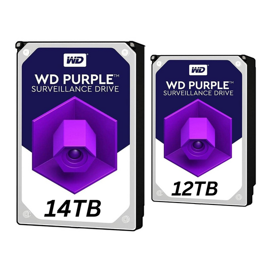 32TB Western Digital WD Purple Surveillance HDD 1x 14TB + 1x 12TB Bundle