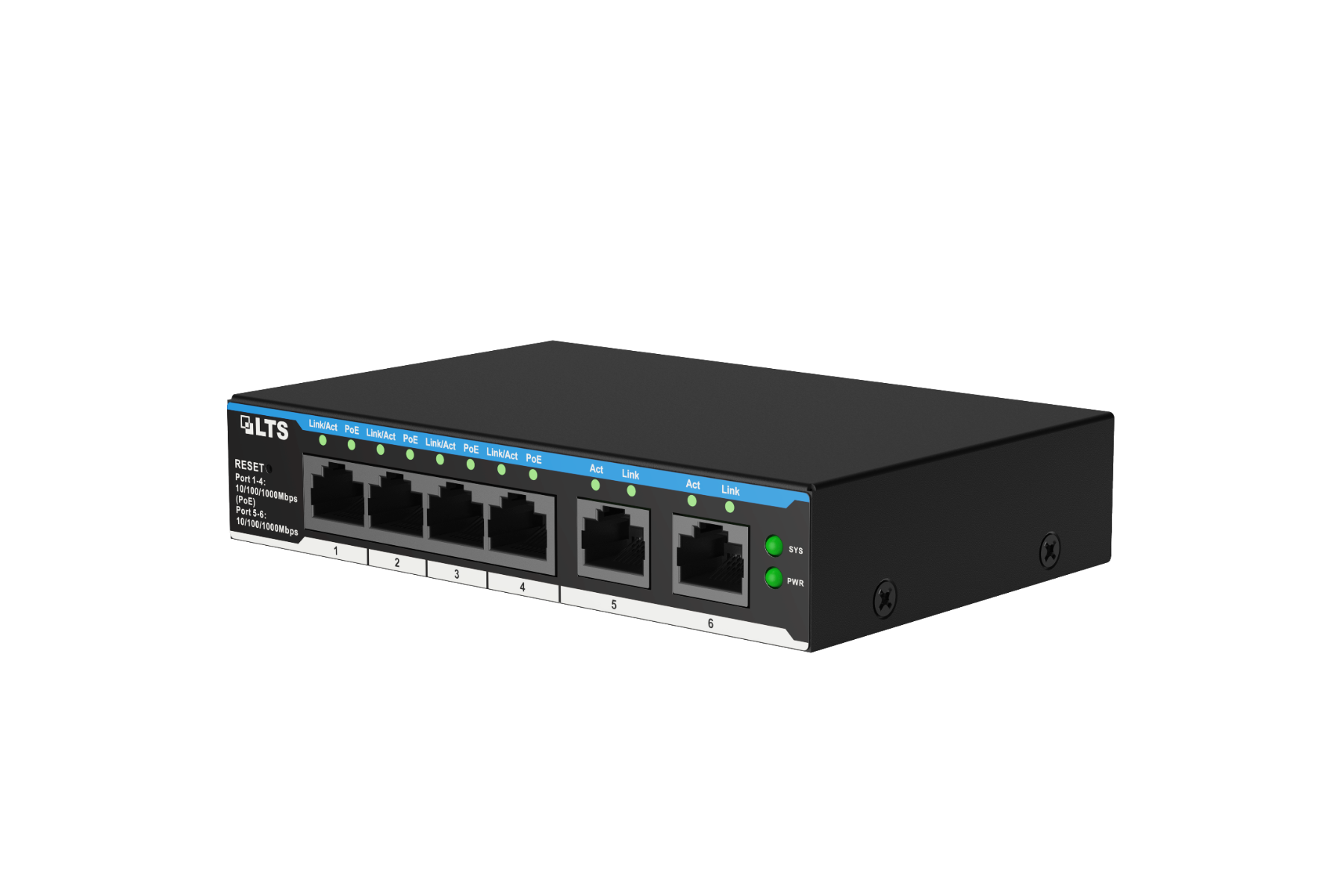 LTS Pro-X 6-Port Gigabit Switch with 4 PoE Ports — view 2