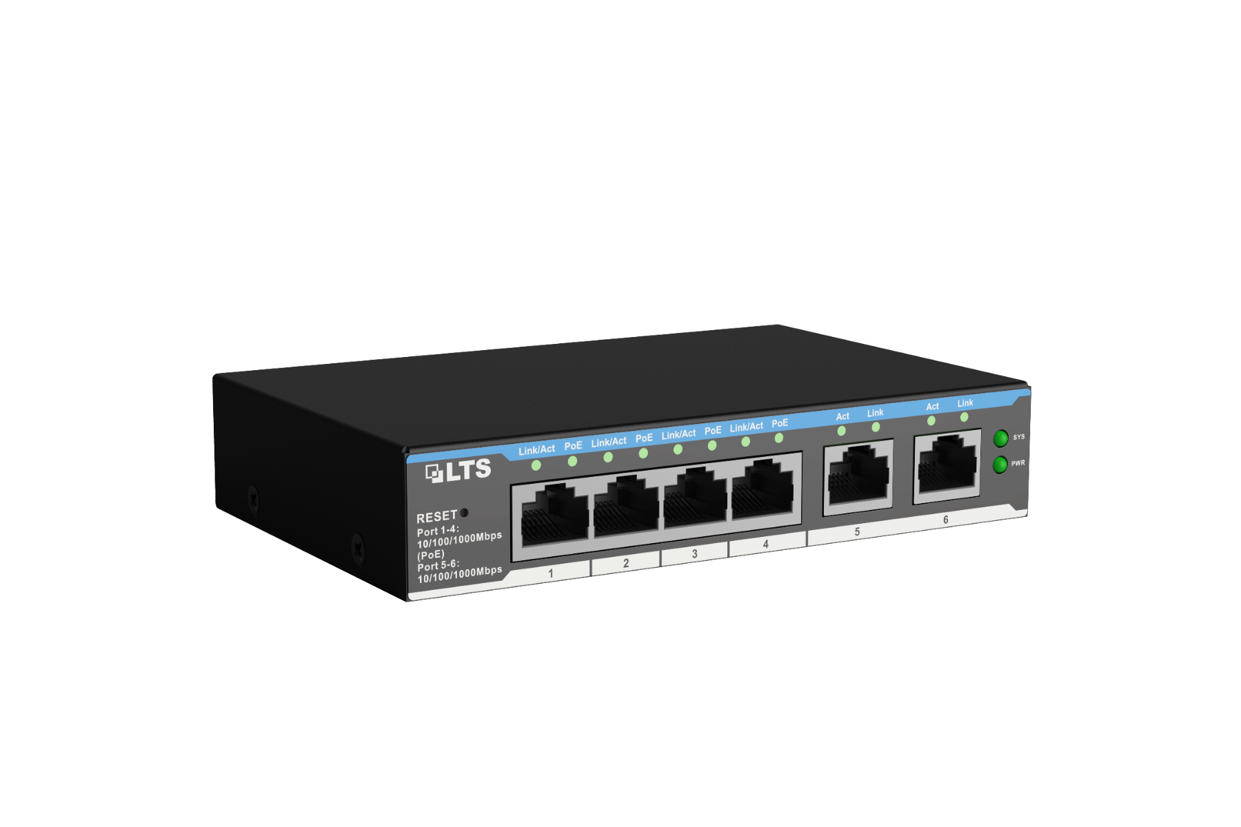 LTS Pro-X 6-Port Gigabit Switch with 4 PoE Ports — view 3